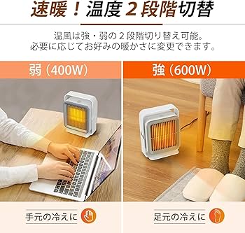 【冬の必需】加湿・加熱一体型ヒーター✨省エネ・人感センサー付き！ WEIMALL ヒーターセラミックヒーター 小型 人感センサー 転倒時